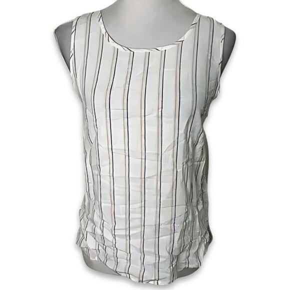 Caslon Blouse Sleeveless Button Closure Striped White/Multicolor Women's XS NWT - Picture 1 of 9